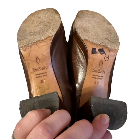 Ba&sh Chelbi Brown Leather Heeled Boots Size 37 - Picture 3 of 6